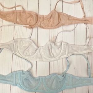 3 J. Crew Lace Underwire Balconette Bras- 32A